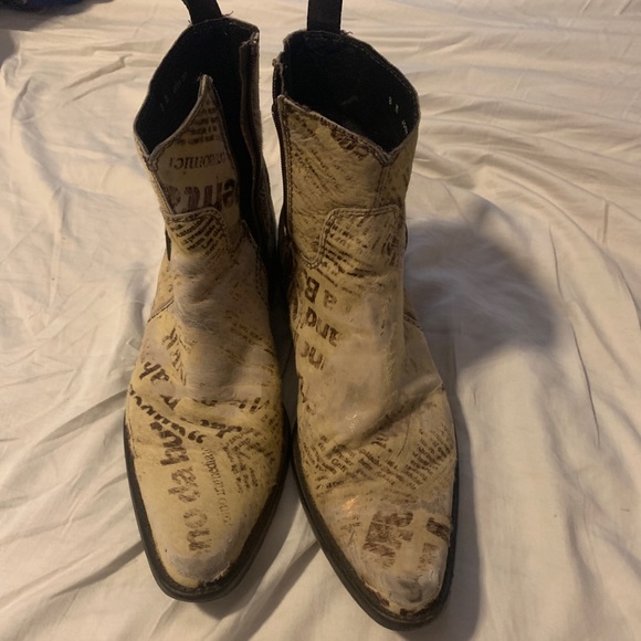 Donald J. Pliner Newspaper Distressed Fur Boot